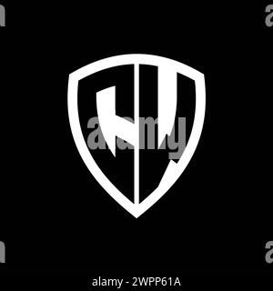 CW monogram logo with bold letters shield shape with black and white ...