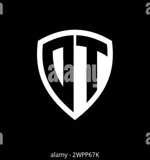 DT monogram logo with bold letters shield shape with black and white ...