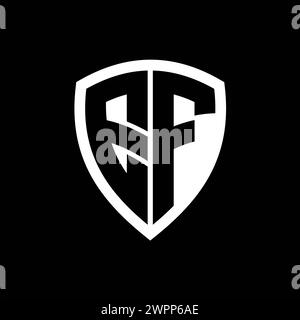 EF monogram logo with bold letters shield shape with black and white ...