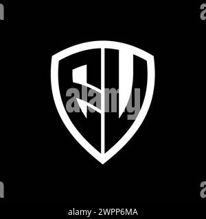EU monogram logo with bold letters shield shape with black and white ...