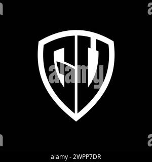 GV monogram logo with bold letters shield shape with black and white ...