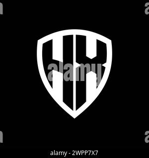 HX monogram logo with bold letters shield shape with black and white ...