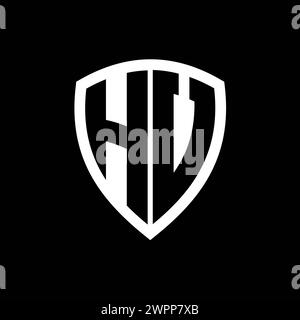 HV monogram logo with bold letters shield shape with black and white ...