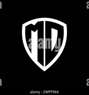 MD monogram logo with bold letters shield shape with black and white ...
