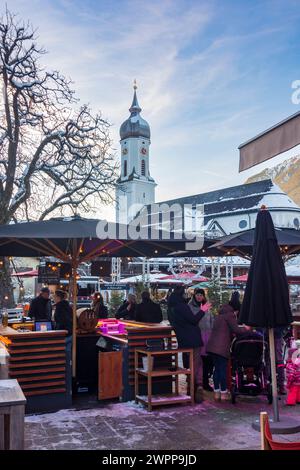 Garmisch-Partenkirchen, church St. Martin, square Mohrenplatz, Upper Bavaria, Zugspitz-Region, Bavaria, Germany Stock Photo