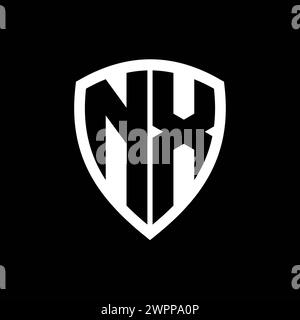 NX monogram logo with bold letters shield shape with black and white ...