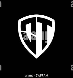OT monogram logo with bold letters shield shape with black and white ...