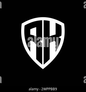 RK monogram logo with bold letters shield shape with black and white ...