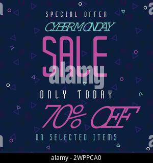 Cyber Monday Colorful Neon Style Super Sale Web Banner. Cyber Monday Sale Special Offer Social Media Post Design. Business, Promotion, and Advertising Stock Vector