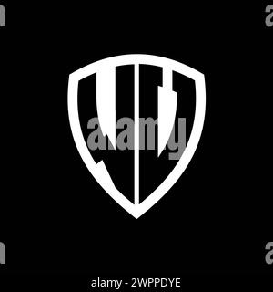 WV monogram logo with bold letters shield shape with black and white color design template Stock Photo