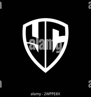 YC monogram logo with bold letters shield shape with black and white ...