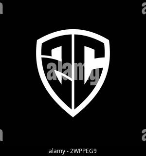 ZC monogram logo with bold letters shield shape with black and white ...