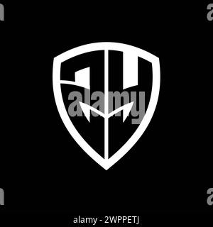ZY monogram logo with bold letters shield shape with black and white ...