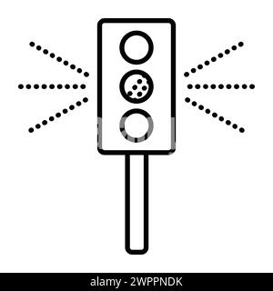 Traffic light black line vector icon, road sign, minimal illustration of semaphore Stock Vector