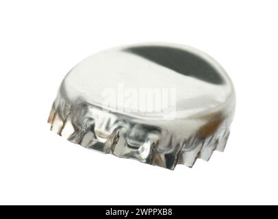 One silver beer bottle cap isolated on white Stock Photo