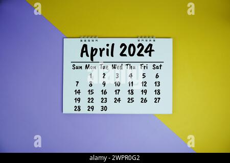 April 2024 annual monthly desk calendar for planning and management Stock Photo