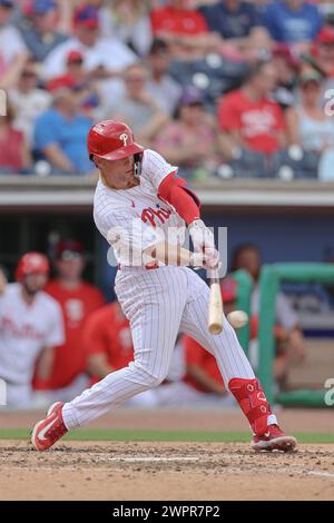 Philadelphia Phillies Left Fielder Jake Cave Catches A Fly Ball Hit By 