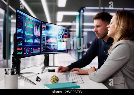Data Analyst Using Data Analytics KPI Dashboard Stock Photo