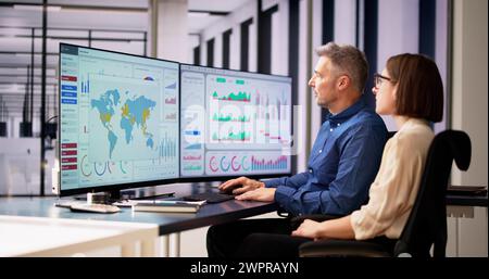 Data Analyst Using Data Analytics KPI Dashboard Stock Photo