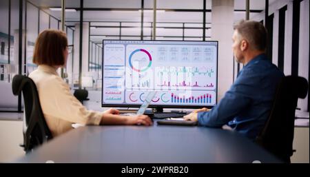 Data Analyst Using Data Analytics KPI Dashboard Stock Photo