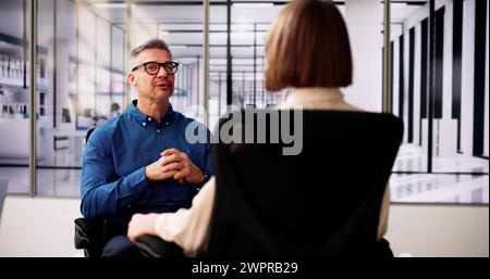 Business People Talk Or Conversation At Interview Stock Photo
