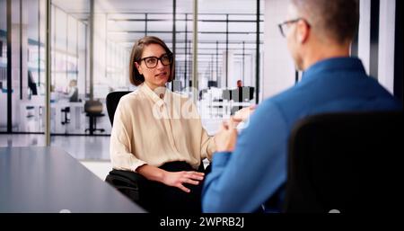 Business People Talk Or Conversation At Interview Stock Photo