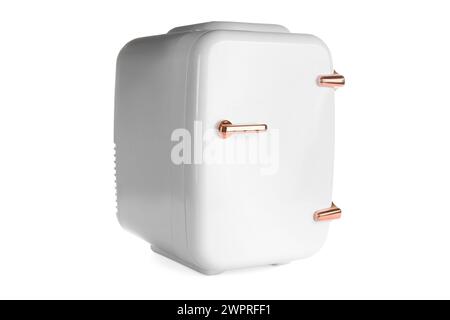 Mini refrigerator for cosmetics isolated on white Stock Photo
