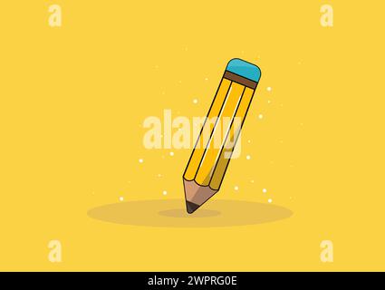 Cartoon vector illustration of a yellow pencil. classic shape and vibrant color of a pencil, perfect for educational materials, creative designs, and Stock Vector