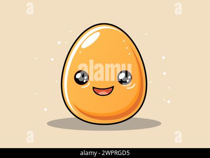 Cartoon vector illustration of a smiling chicken egg. This cheerful artwork captures the whimsical charm of a happy egg, perfect for cartoon illustrat Stock Vector