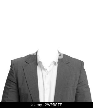 formal dress for passport photo Outfit replacement template or other documents. wear isolated on white Stock Photo formal suit passport photo