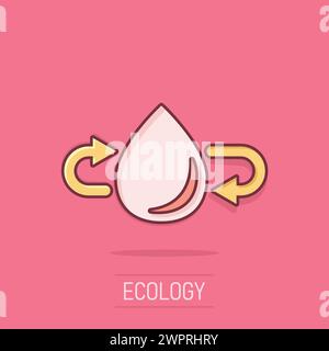 Water drop icon in comic style. Droplet cartoon vector illustration on isolated background. Recycle splash effect sign business concept. Stock Vector