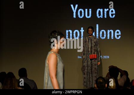 Colombo, Sri Lanka. 08th Mar, 2024. A model is presenting a creation by Sri Lankan fashion designer La Pard at Colombo Fashion Week in Colombo, Sri Lanka, on March 8, 2024. (Photo by Akila Jayawardena/NurPhoto) Credit: NurPhoto SRL/Alamy Live News Stock Photo