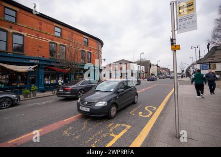 Bus stop in Prestwich High street Bury New RD. Prestwich Greater Manchester Picture garyroberts/worldwidefeatures.com Stock Photo