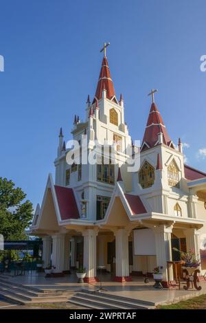Vertical view of Mary Queen of the Rosary cathedral church in catholic Larantuka, East Flores island, East Nusa Tenggara, Indonesia Stock Photo