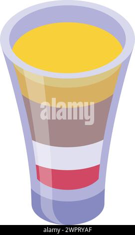 Summer cocktail icon isometric vector. Party summer drink. Alcohol tropical pink Stock Vector