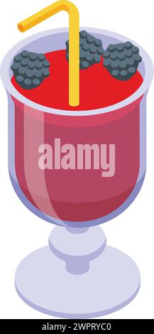 Berry alcoholic cocktail icon isometric vector. Vodka summer. Restaurant glass Stock Vector