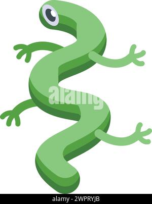 Green snake monster icon isometric vector. Scary baby fun. Creature face kid Stock Vector