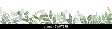 Art Border made from Eucalyptus branches, leaves. Stock Vector