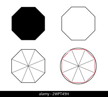 Geometric octagon shapes vector for teachers and students. Stock Vector