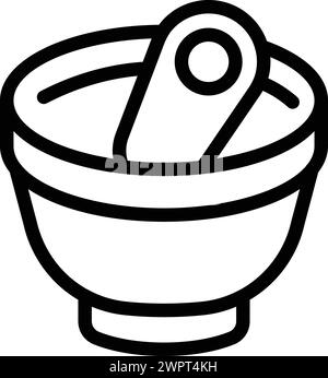 Grinding bowl icon outline vector. Kitchen tools. Culinary kitchenware items Stock Vector
