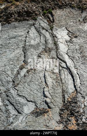 Rock layers on the Portuguese Atlantic coast, geology, grey, rock, slate, geological history, rock, rocky coast, climate, history, texture Stock Photo