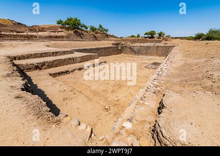 Water reservoir, Archaeological park, Unesco site Dholavira, Gujarat, India Stock Photo