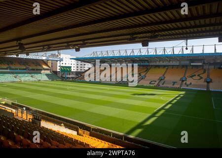 A general view of the Norwich City FC stadium before the Sky Bet Championship match between Norwich City and Rotherham United at Carrow Road, Norwich on Saturday 9th March 2024. (Photo: David Watts | MI News) Credit: MI News & Sport /Alamy Live News Stock Photo