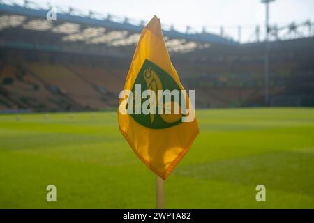 A general view of Norwich City FC flag is before the Sky Bet Championship match between Norwich City and Rotherham United at Carrow Road, Norwich on Saturday 9th March 2024. (Photo: David Watts | MI News) Credit: MI News & Sport /Alamy Live News Stock Photo