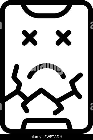 Damaged screen smartphone icon outline vector. Cracked mobile display. Protective anti break shield Stock Vector