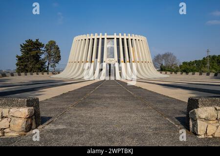 Jerusalem, Israel - December 27th, 2023: The J.F. Kennedy memorial in the Judea mountains, near Jerusalem, Israel. The structure was built in the shap Stock Photo