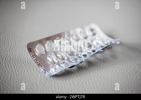 Symbolic image of medication misuse, empty blister pack Stock Photo