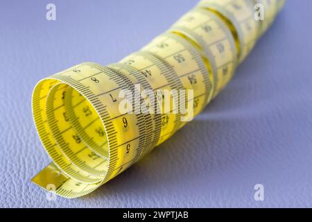 Yellow tape measure Stock Photo