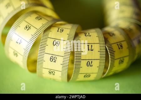 Yellow tape measure Stock Photo