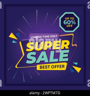 super sale banner template design. big deal flash sale discount template promotion posts. web banner for mega hot sale promotion discount sale banner Stock Vector